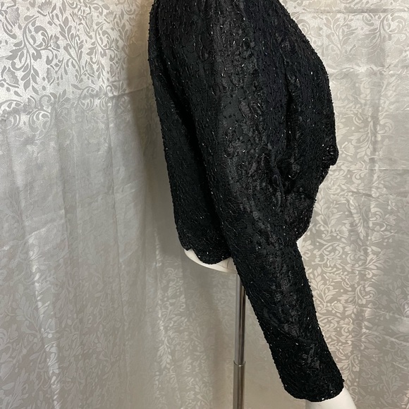 Brilliante by JA, evening black beaded jacket Sz L - Picture 2 of 8